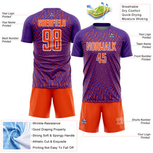 Load image into Gallery viewer, Custom Purple Orange-White Lines Sublimation Soccer Uniform Jersey