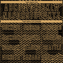 Load image into Gallery viewer, Custom Black Old Gold Abstract Hexagon Sublimation Soccer Uniform Jersey