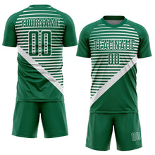 Load image into Gallery viewer, Custom Kelly Green White Stripes Sublimation Soccer Uniform Jersey