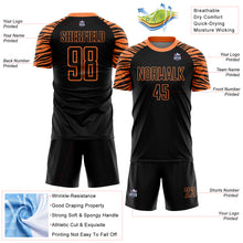 Load image into Gallery viewer, Custom Black Orange Tiger Stripes Sublimation Soccer Uniform Jersey