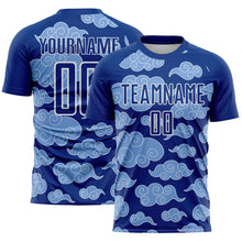 Load image into Gallery viewer, Custom Royal White Cloud Pattern Sublimation Soccer Uniform Jersey