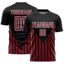Load image into Gallery viewer, Custom Black Crimson-White Lines Sublimation Soccer Uniform Jersey