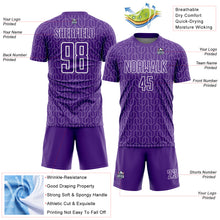 Load image into Gallery viewer, Custom Purple White Geometric Pattern Sublimation Soccer Uniform Jersey