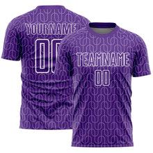 Load image into Gallery viewer, Custom Purple White Geometric Pattern Sublimation Soccer Uniform Jersey