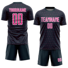 Load image into Gallery viewer, Custom Navy Pink-White Geometric Pattern Sublimation Soccer Uniform Jersey