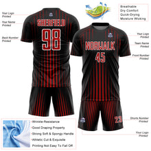 Load image into Gallery viewer, Custom Black Red-White Lines Sublimation Soccer Uniform Jersey