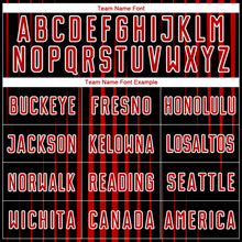 Load image into Gallery viewer, Custom Black Red-White Lines Sublimation Soccer Uniform Jersey