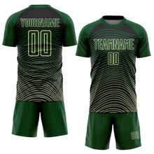 Load image into Gallery viewer, Custom Green Cream-Black Gradient Geometric Lines Sublimation Soccer Uniform Jersey