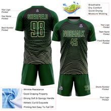 Load image into Gallery viewer, Custom Green Cream-Black Gradient Geometric Lines Sublimation Soccer Uniform Jersey