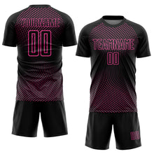 Load image into Gallery viewer, Custom Black Pink Geometric Lines Sublimation Soccer Uniform Jersey