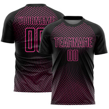 Load image into Gallery viewer, Custom Black Pink Geometric Lines Sublimation Soccer Uniform Jersey