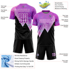 Load image into Gallery viewer, Custom Purple Black-White Geometric Pattern Sublimation Soccer Uniform Jersey