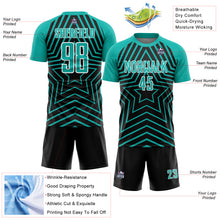 Load image into Gallery viewer, Custom Black Aqua-White Stars Sublimation Soccer Uniform Jersey