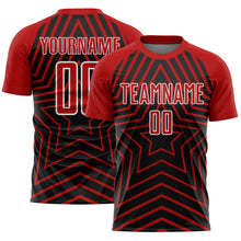 Load image into Gallery viewer, Custom Black Red-White Stars Sublimation Soccer Uniform Jersey