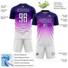 Load image into Gallery viewer, Custom Dark Purple White Gradient Hexagons Pattern Sublimation Soccer Uniform Jersey