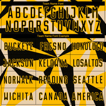 Load image into Gallery viewer, Custom Gold Black Geometric Pattern Sublimation Soccer Uniform Jersey