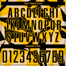 Load image into Gallery viewer, Custom Gold Black Geometric Pattern Sublimation Soccer Uniform Jersey