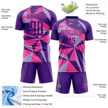 Load image into Gallery viewer, Custom Purple Pink Geometric Pattern Sublimation Soccer Uniform Jersey
