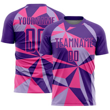 Load image into Gallery viewer, Custom Purple Pink Geometric Pattern Sublimation Soccer Uniform Jersey
