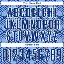 Load image into Gallery viewer, Custom Light Blue Royal-White Geometric Pattern Sublimation Soccer Uniform Jersey