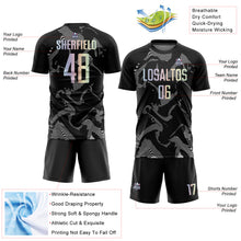 Load image into Gallery viewer, Custom Black Gradient-Gray Curve Lines Sublimation Soccer Uniform Jersey