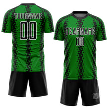 Load image into Gallery viewer, Custom Grass Green Black-White Abstract Geometric Pattern Sublimation Soccer Uniform Jersey