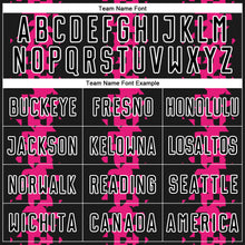 Load image into Gallery viewer, Custom Black Hot Pink-White Abstract Geometric Pattern Sublimation Soccer Uniform Jersey