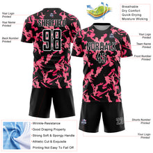 Load image into Gallery viewer, Custom Black Pink-White Abstract Geometric Pattern Sublimation Soccer Uniform Jersey