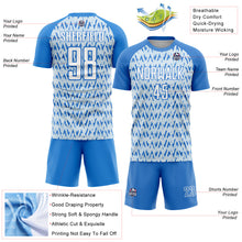 Load image into Gallery viewer, Custom Powder Blue White-Silver Abstract Geometric Pattern Sublimation Soccer Uniform Jersey