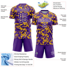 Load image into Gallery viewer, Custom Purple Gold-White Abstract Fluid Sublimation Soccer Uniform Jersey