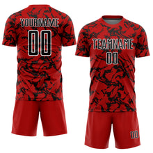 Load image into Gallery viewer, Custom Red Black-White Abstract Fluid Sublimation Soccer Uniform Jersey