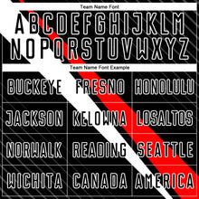 Load image into Gallery viewer, Custom Black Red-White Diagonal Lines Sublimation Soccer Uniform Jersey