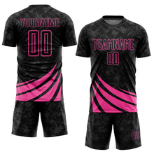 Load image into Gallery viewer, Custom Black Pink Wind Shapes Sublimation Soccer Uniform Jersey