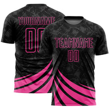 Load image into Gallery viewer, Custom Black Pink Wind Shapes Sublimation Soccer Uniform Jersey