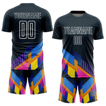 Load image into Gallery viewer, Custom Navy White Geometric Shapes Sublimation Soccer Uniform Jersey