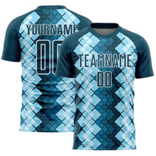 Load image into Gallery viewer, Custom US Navy Blue White Geometric Shapes Sublimation Soccer Uniform Jersey