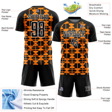 Load image into Gallery viewer, Custom Black Bay Orange-White Geometric Shapes Sublimation Soccer Uniform Jersey