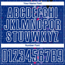 Load image into Gallery viewer, Custom Royal White Geometric Triangle Sublimation Soccer Uniform Jersey