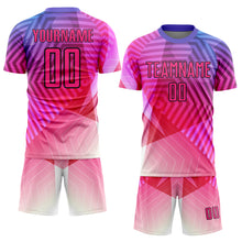 Load image into Gallery viewer, Custom Purple Pink-Black Geometric Shapes Sublimation Soccer Uniform Jersey