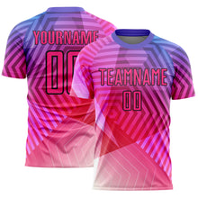 Load image into Gallery viewer, Custom Purple Pink-Black Geometric Shapes Sublimation Soccer Uniform Jersey