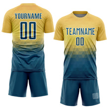 Load image into Gallery viewer, Custom Yellow US Navy Blue-White Geometric Triangle Sublimation Soccer Uniform Jersey