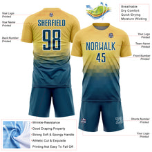 Load image into Gallery viewer, Custom Yellow US Navy Blue-White Geometric Triangle Sublimation Soccer Uniform Jersey