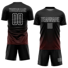 Load image into Gallery viewer, Custom Black Red-White Geometric Lines Sublimation Soccer Uniform Jersey