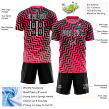 Load image into Gallery viewer, Custom Pink Black-White Geometric Lines Sublimation Soccer Uniform Jersey