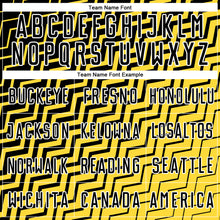 Load image into Gallery viewer, Custom Yellow Black-White Geometric Lines Sublimation Soccer Uniform Jersey