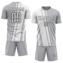 Load image into Gallery viewer, Custom Gray White-Black Lines Sublimation Soccer Uniform Jersey
