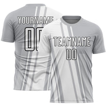 Load image into Gallery viewer, Custom Gray White-Black Lines Sublimation Soccer Uniform Jersey