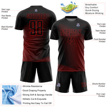 Load image into Gallery viewer, Custom Black Red Lines Sublimation Soccer Uniform Jersey