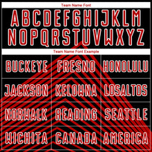 Load image into Gallery viewer, Custom Black Red-White Lines Sublimation Soccer Uniform Jersey