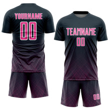 Load image into Gallery viewer, Custom Navy Pink-White Lines Sublimation Soccer Uniform Jersey